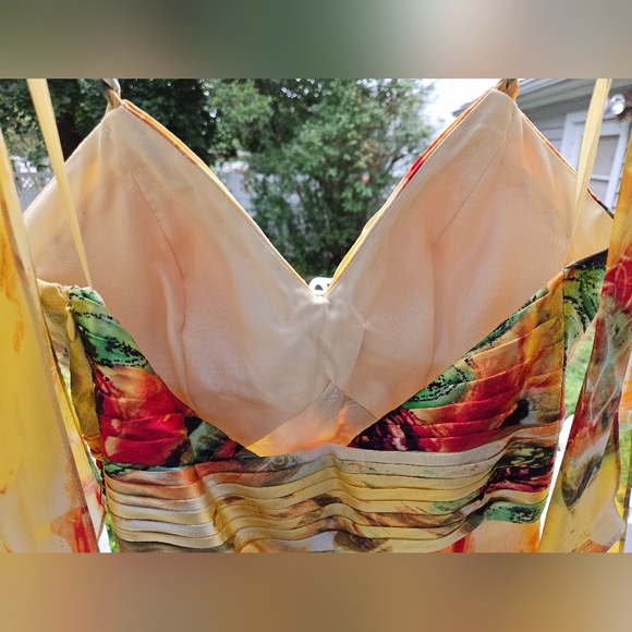 Rare Vintage Cache Silk Floral Roses & Paisley Abstract Print Midi Dress - Picture 4 of 12